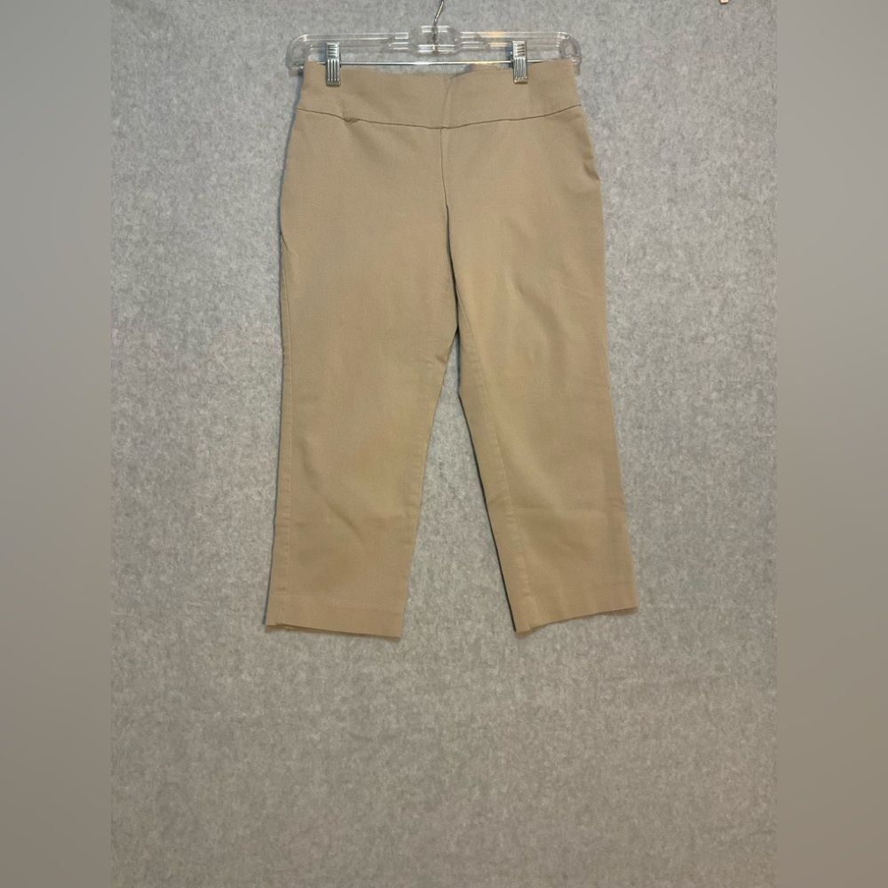 Alfani Petite Khaki Capri Pants Tummy Control Stretch Cropped Workwear Size 2P